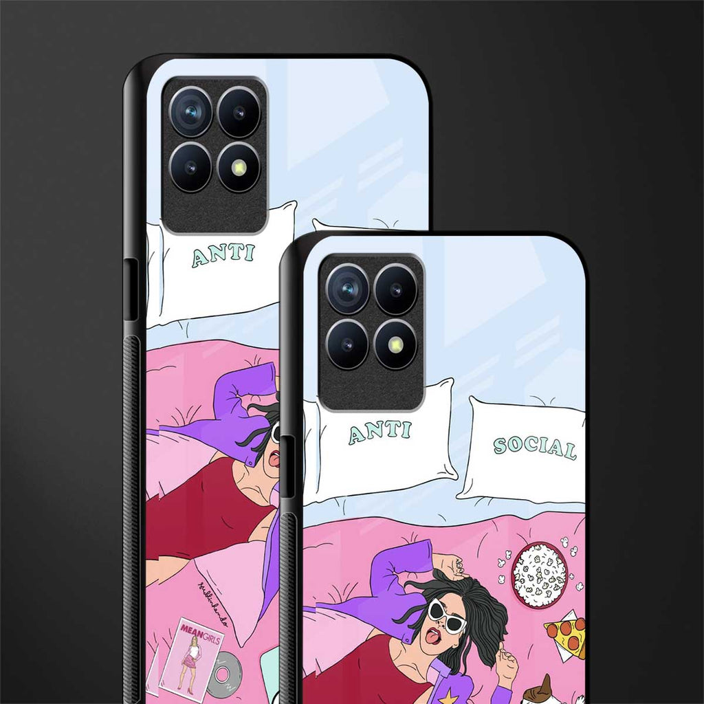 anti social chick girl glass case for realme 8i image-2