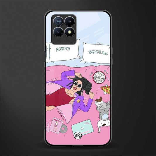 anti social chick girl glass case for realme 8i image