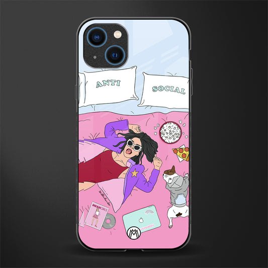 anti social chick girl glass case for iphone 13 image