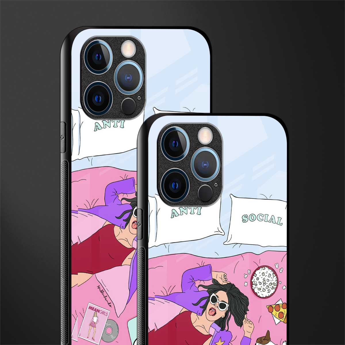 anti social chick girl glass case for iphone 12 pro image-2