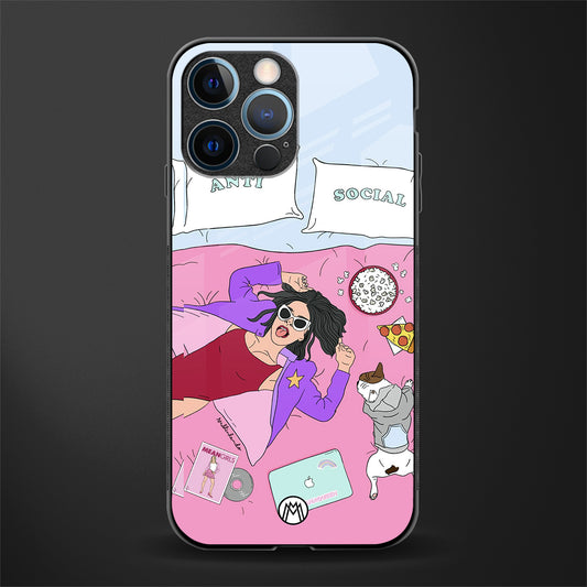 anti social chick girl glass case for iphone 12 pro image