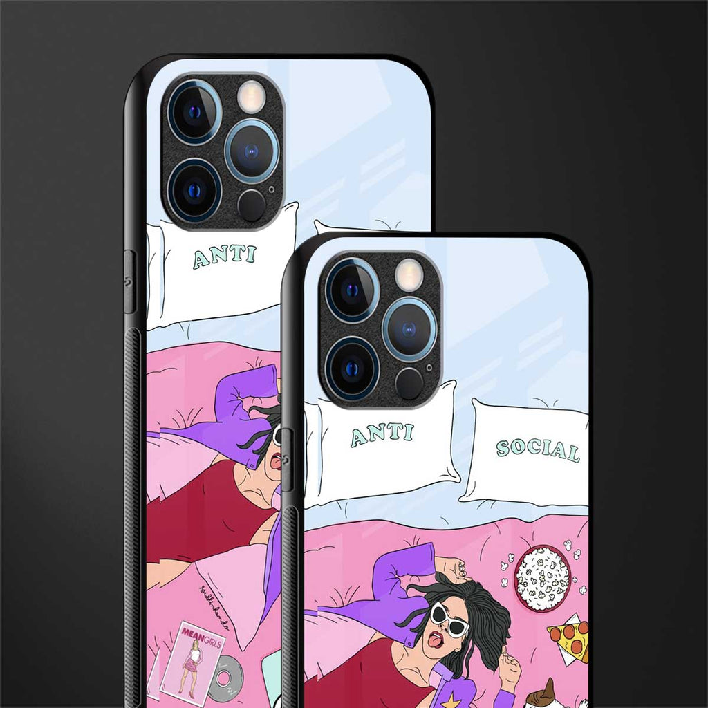 anti social chick girl glass case for iphone 12 pro max image-2