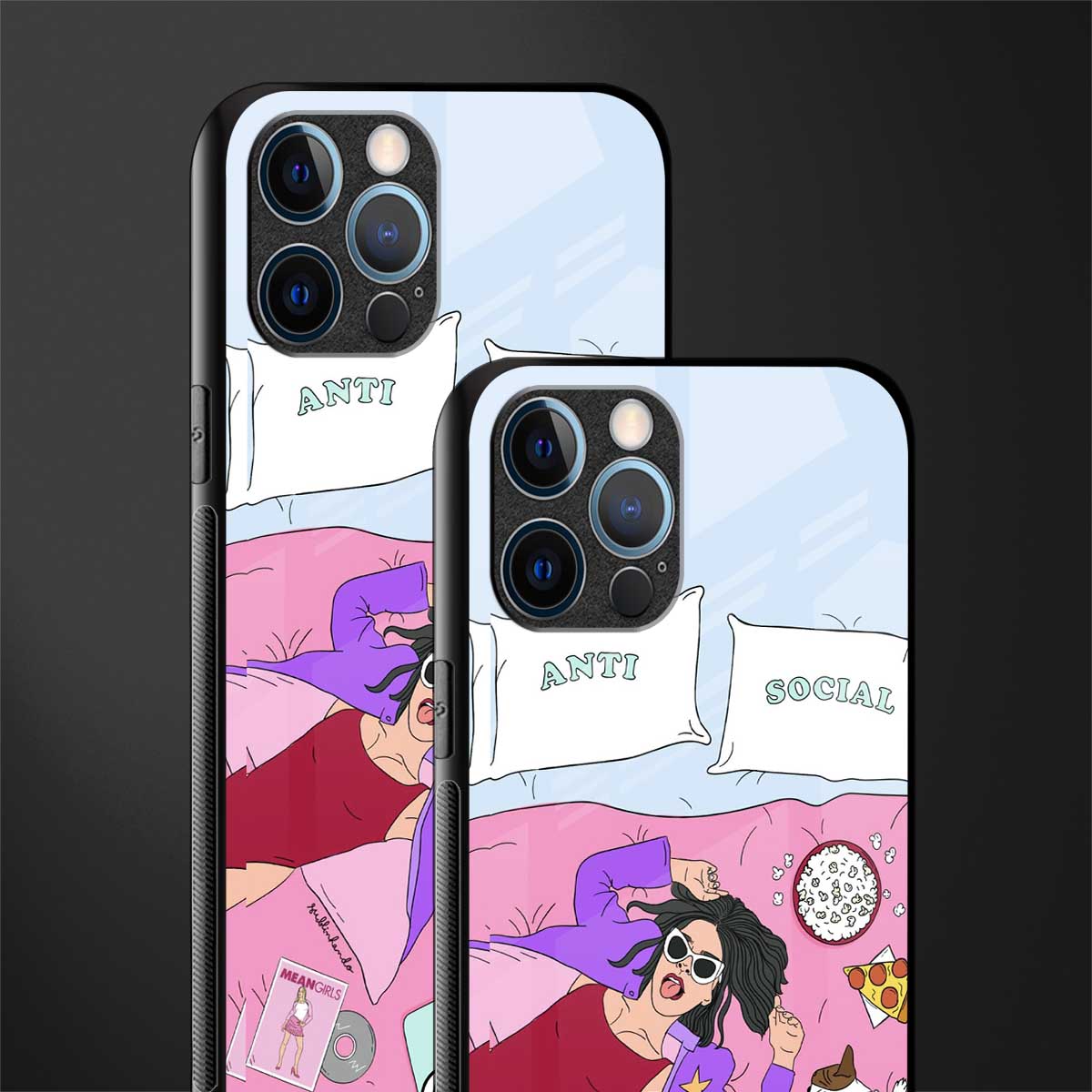 anti social chick girl glass case for iphone 12 pro max image-2