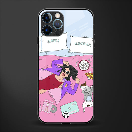 anti social chick girl glass case for iphone 12 pro max image