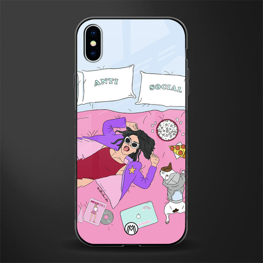 anti social chick girl glass case for iphone xs max image