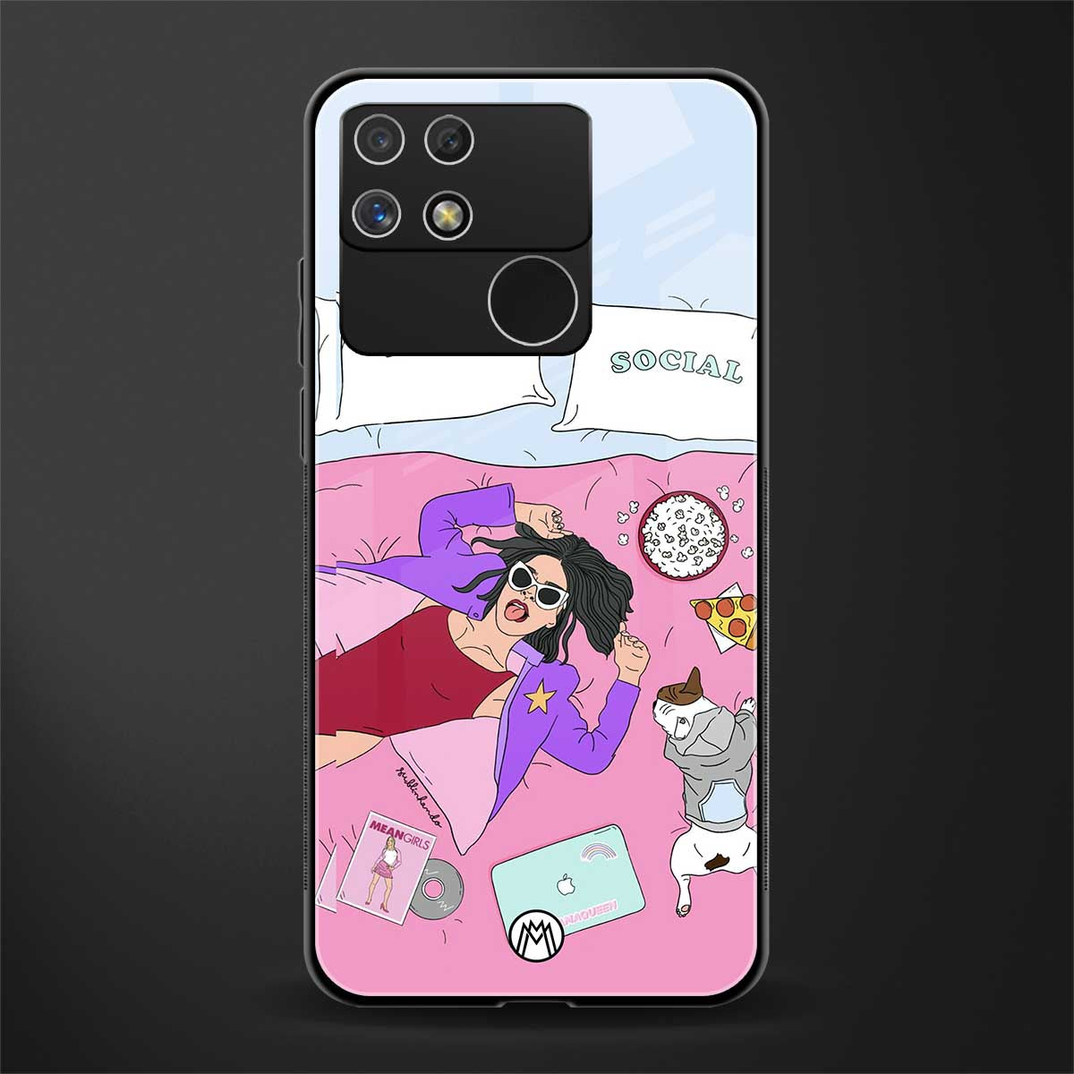 anti social chick girl back phone cover | glass case for realme narzo 50a