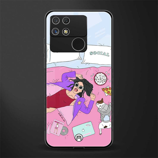 anti social chick girl back phone cover | glass case for realme narzo 50a