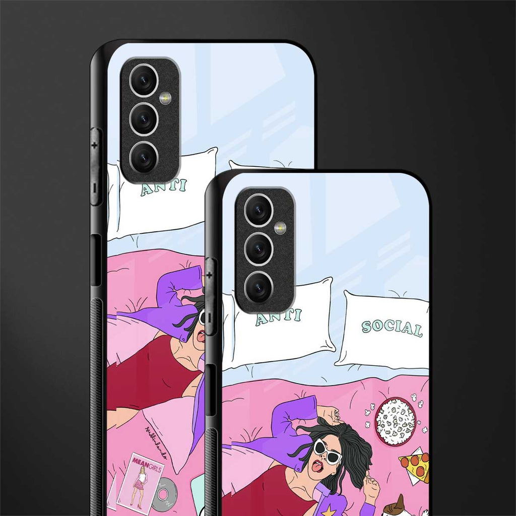 anti social chick girl glass case for samsung galaxy m52 5g image-2