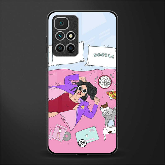 anti social chick girl glass case for redmi 10 prime image