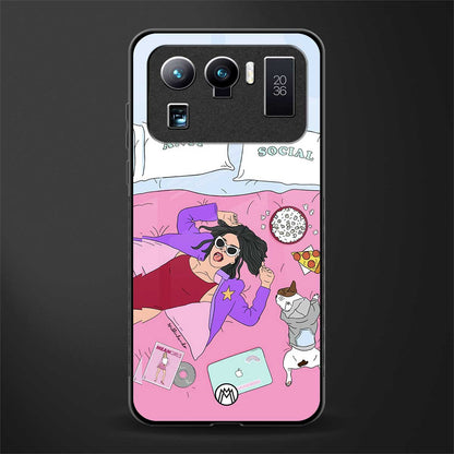 anti social chick girl glass case for mi 11 ultra 5g image