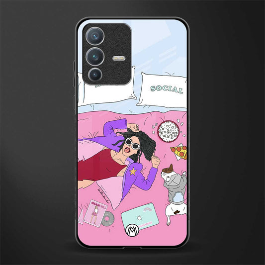 anti social chick girl glass case for vivo v23 pro 5g image