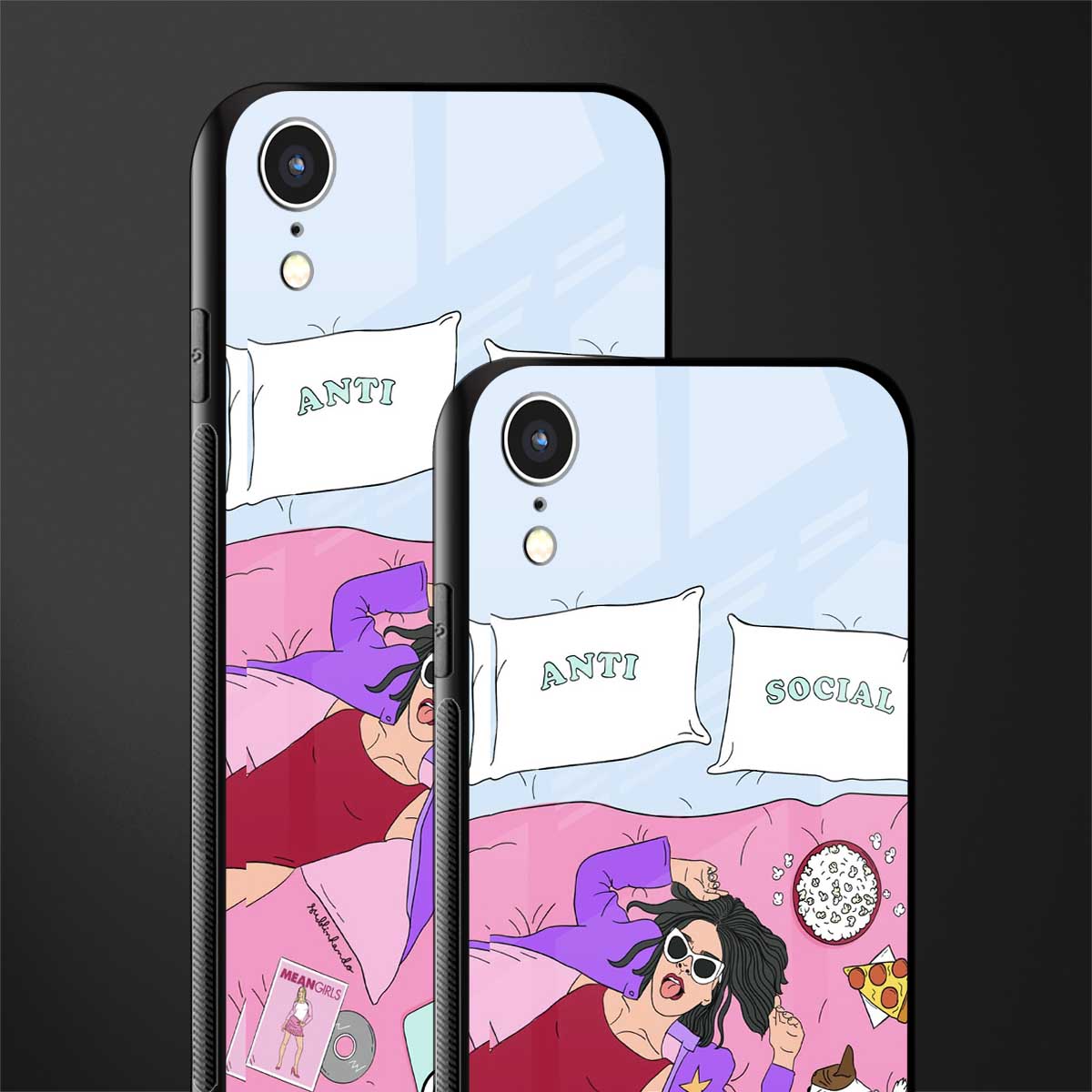 anti social chick girl glass case for iphone xr image-2