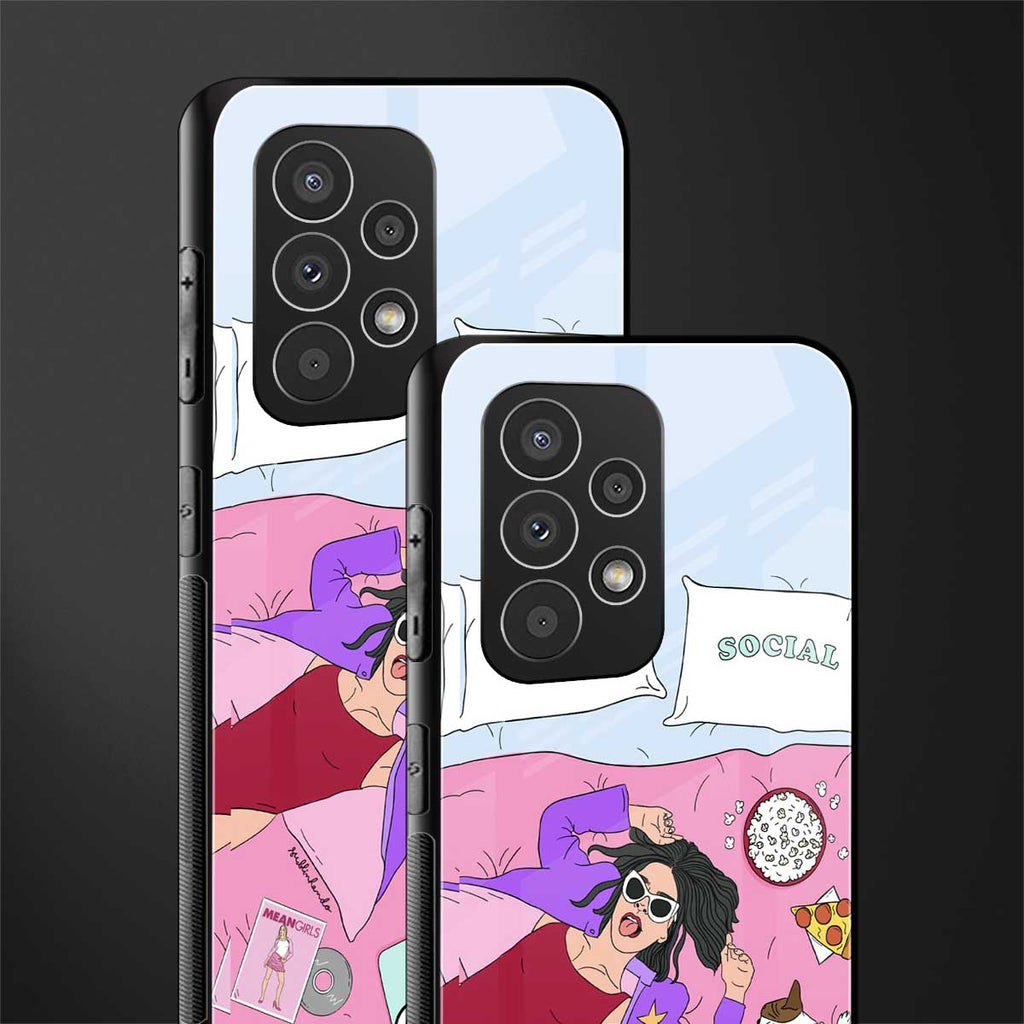 anti social chick girl back phone cover | glass case for samsung galaxy a53 5g