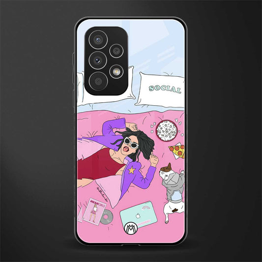 anti social chick girl back phone cover | glass case for samsung galaxy a53 5g