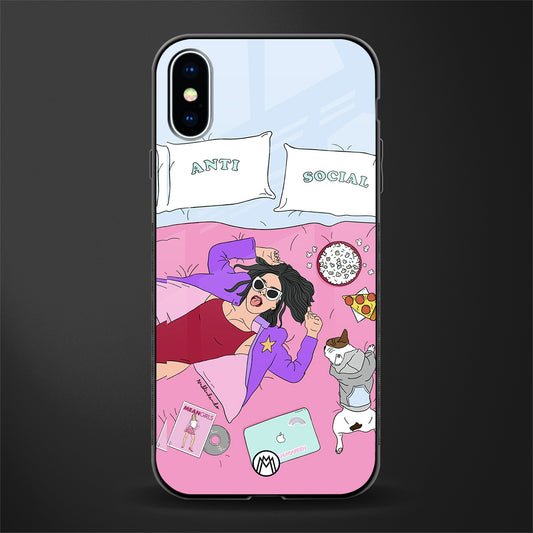 anti social chick girl glass case for iphone xs image