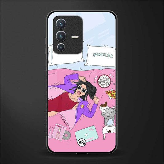 anti social chick girl glass case for vivo v23 5g image