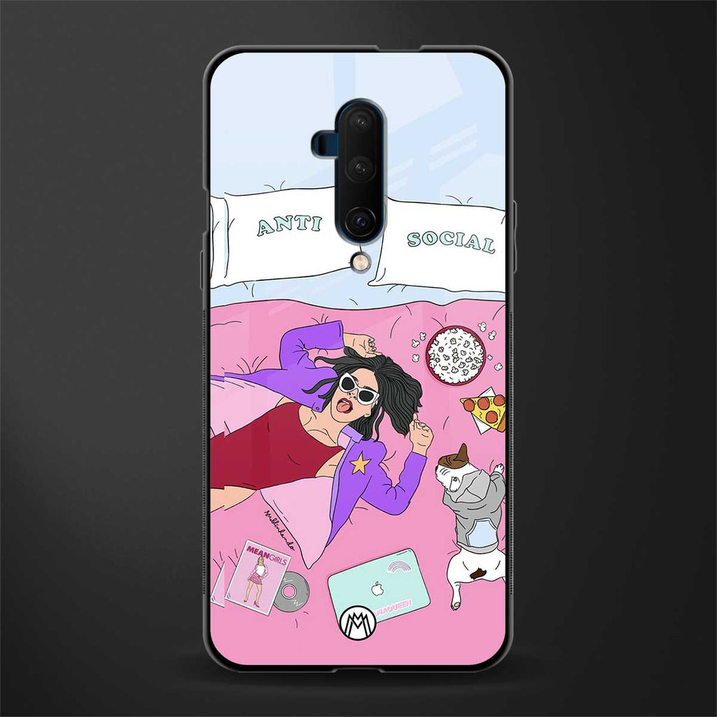 anti social chick girl glass case for oneplus 7t pro image