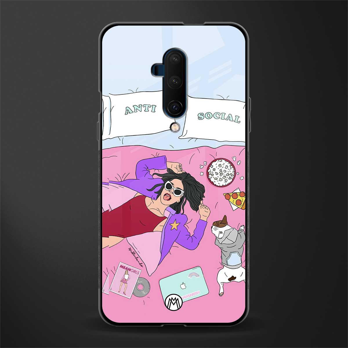 anti social chick girl glass case for oneplus 7t pro image