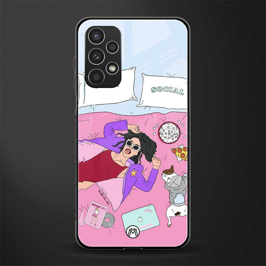 anti social chick girl back phone cover | glass case for samsung galaxy a13 4g