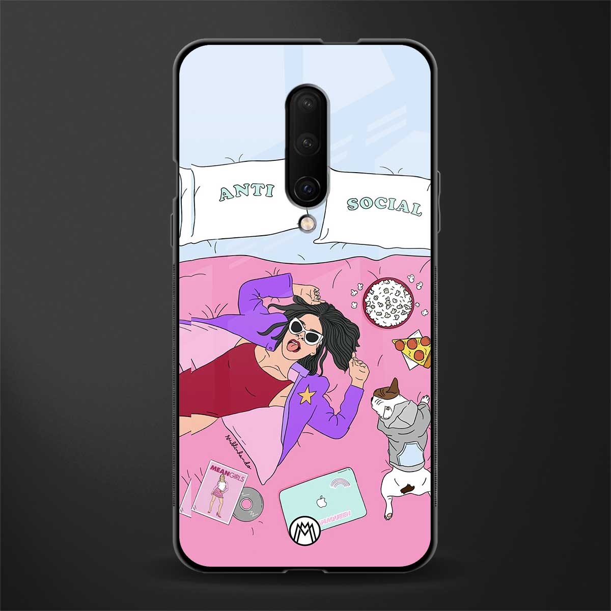anti social chick girl glass case for oneplus 7 pro image