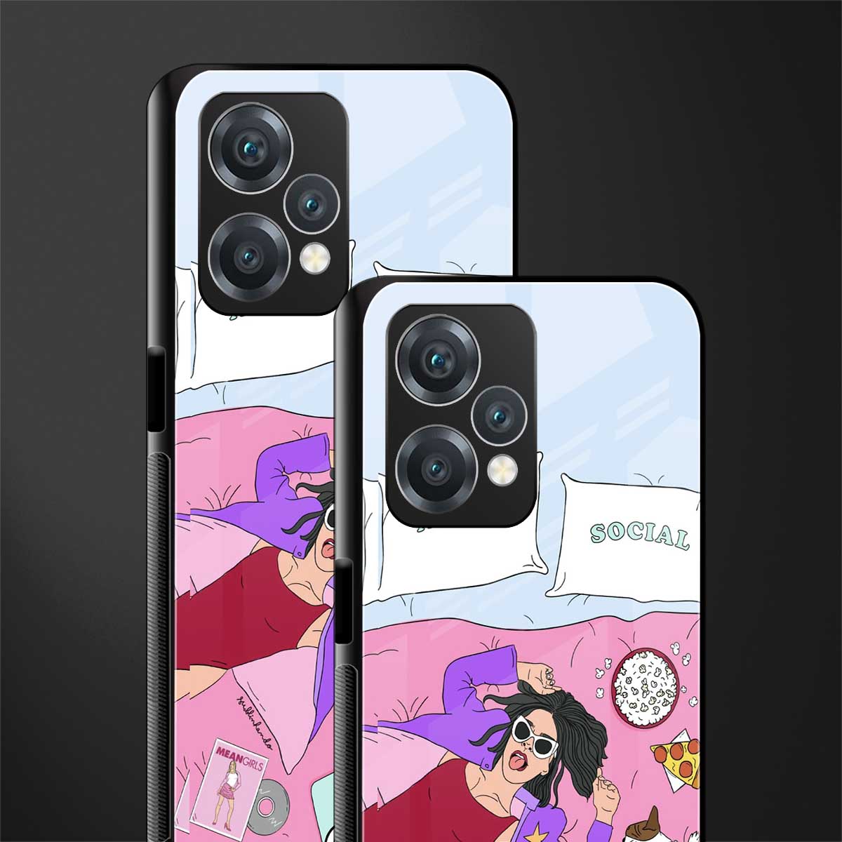 anti social chick girl back phone cover | glass case for oneplus nord ce 2 lite 5g