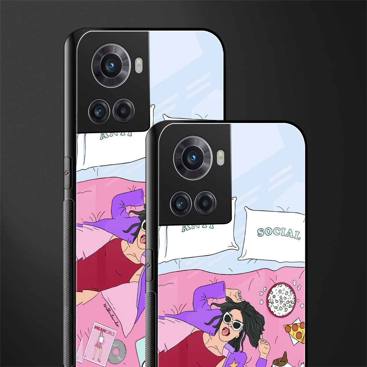 anti social chick girl back phone cover | glass case for oneplus 10r 5g