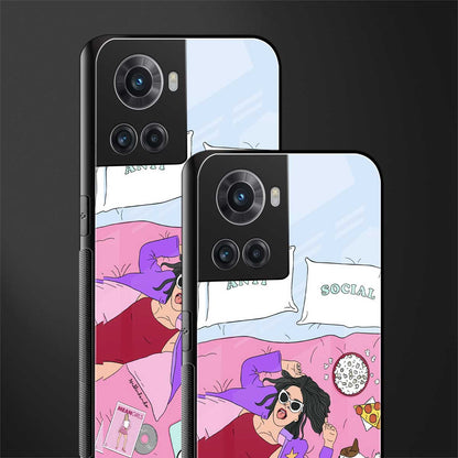 anti social chick girl back phone cover | glass case for oneplus 10r 5g