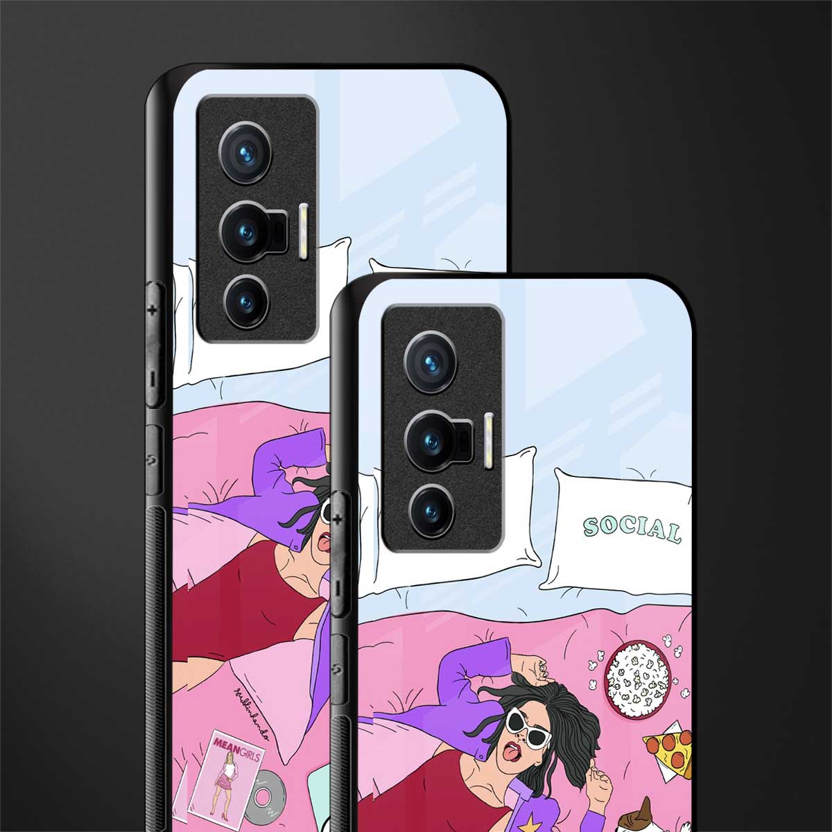 anti social chick girl glass case for vivo x70 image-2