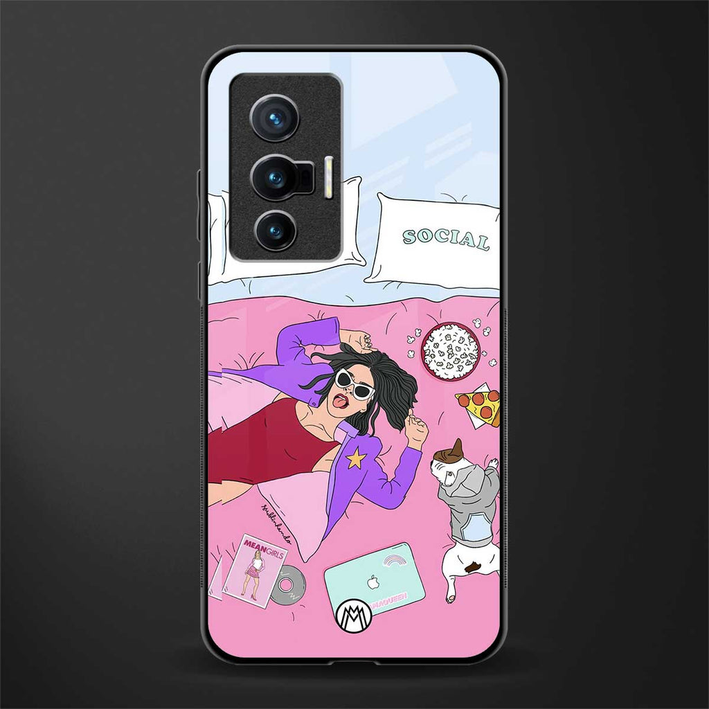anti social chick girl glass case for vivo x70 image