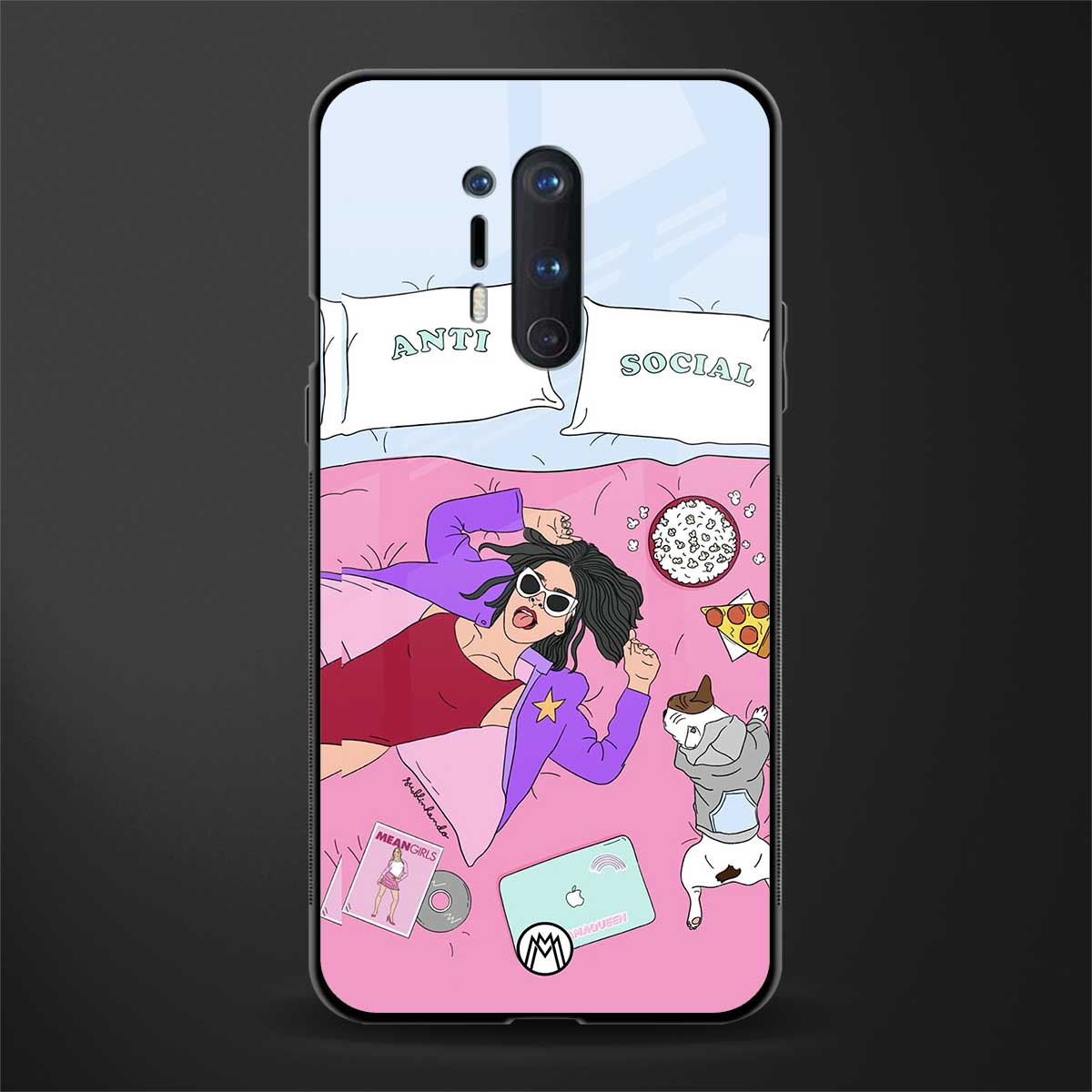 anti social chick girl glass case for oneplus 8 pro image