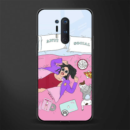 anti social chick girl glass case for oneplus 8 pro image