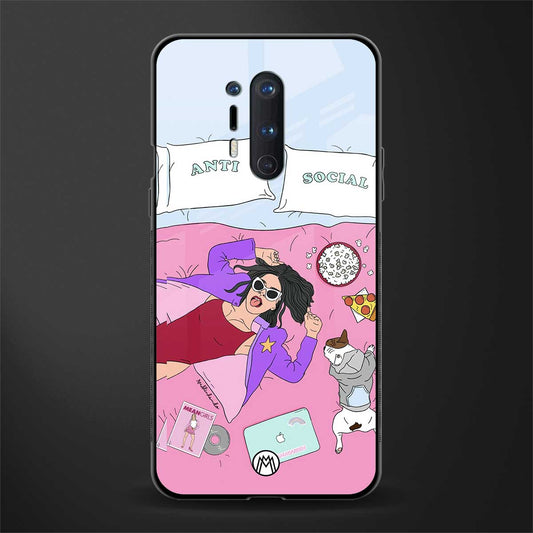 anti social chick girl glass case for oneplus 8 pro image