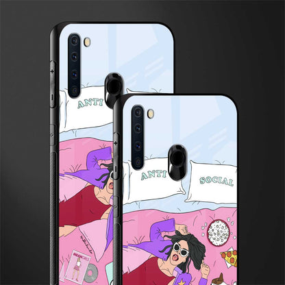 anti social chick girl glass case for samsung a21 image-2