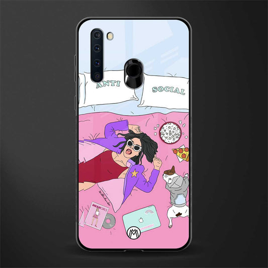 anti social chick girl glass case for samsung a21 image