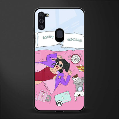 anti social chick girl glass case for samsung galaxy m11 image