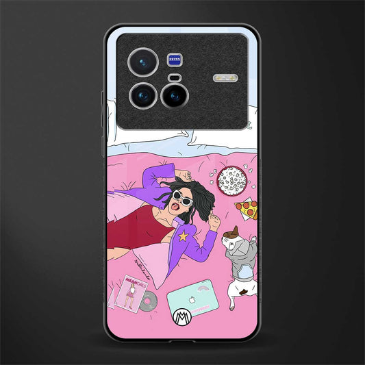 anti social chick girl glass case for vivo x80 image