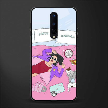 anti social chick girl glass case for oneplus 8 image