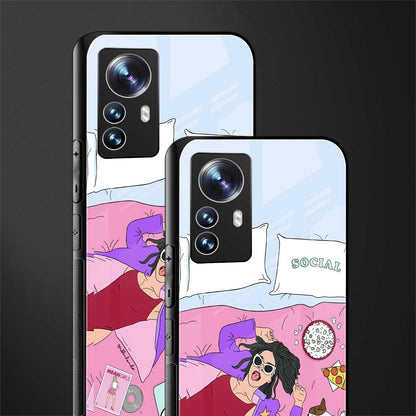 anti social chick girl back phone cover | glass case for xiaomi 12 pro
