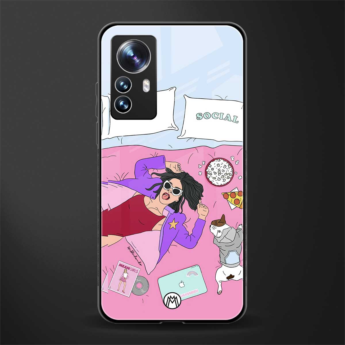 anti social chick girl back phone cover | glass case for xiaomi 12 pro