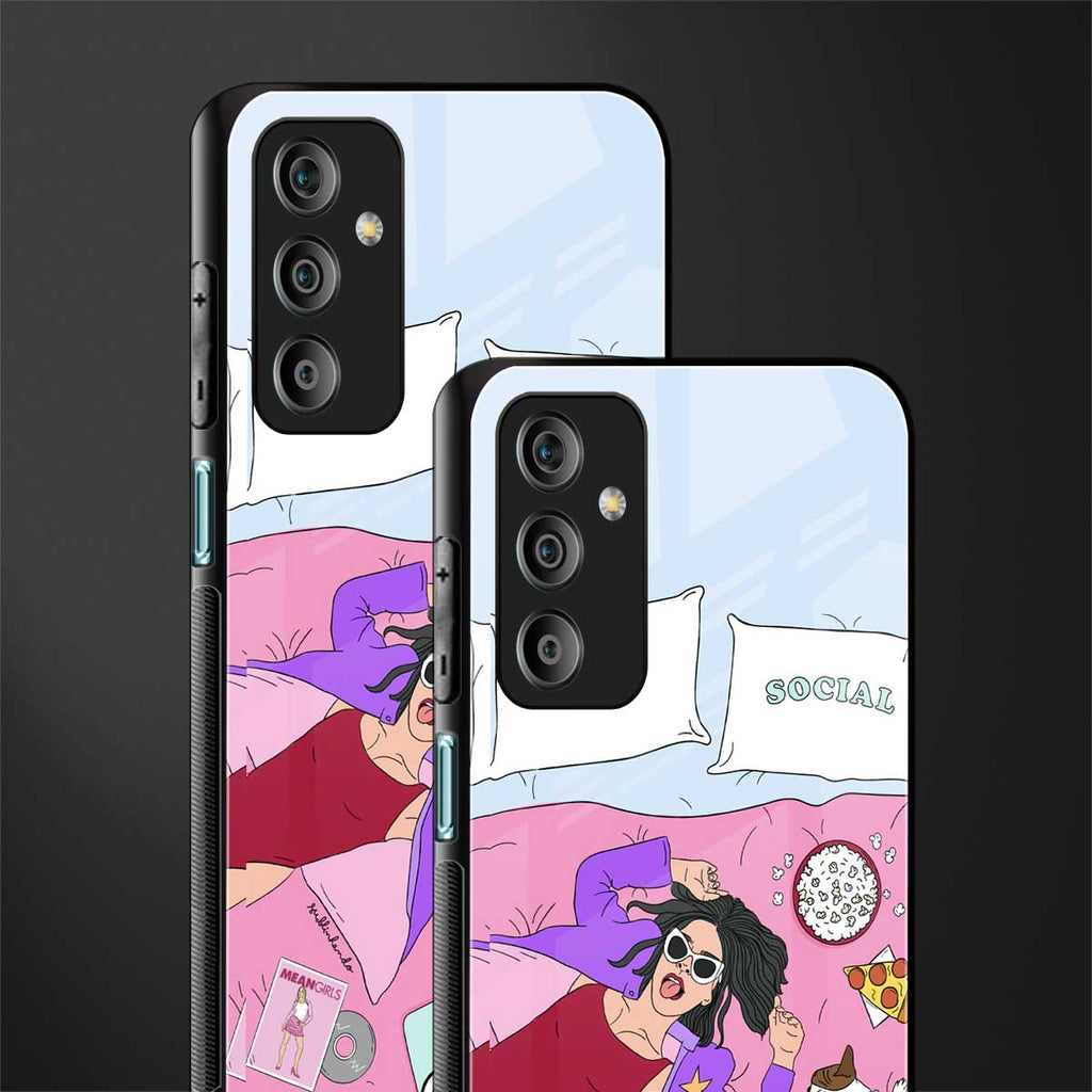 anti social chick girl back phone cover | glass case for samsung galaxy f23 5g