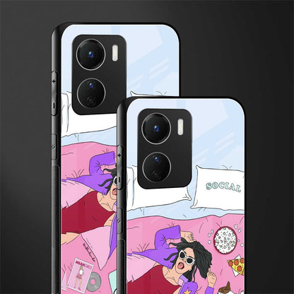 anti social chick girl back phone cover | glass case for vivo y16