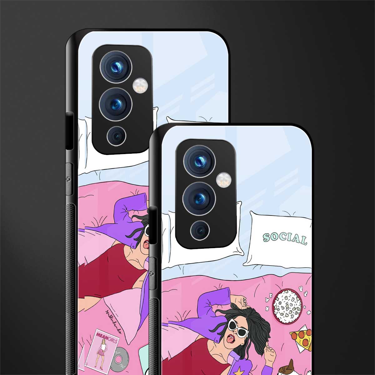 anti social chick girl back phone cover | glass case for oneplus 9