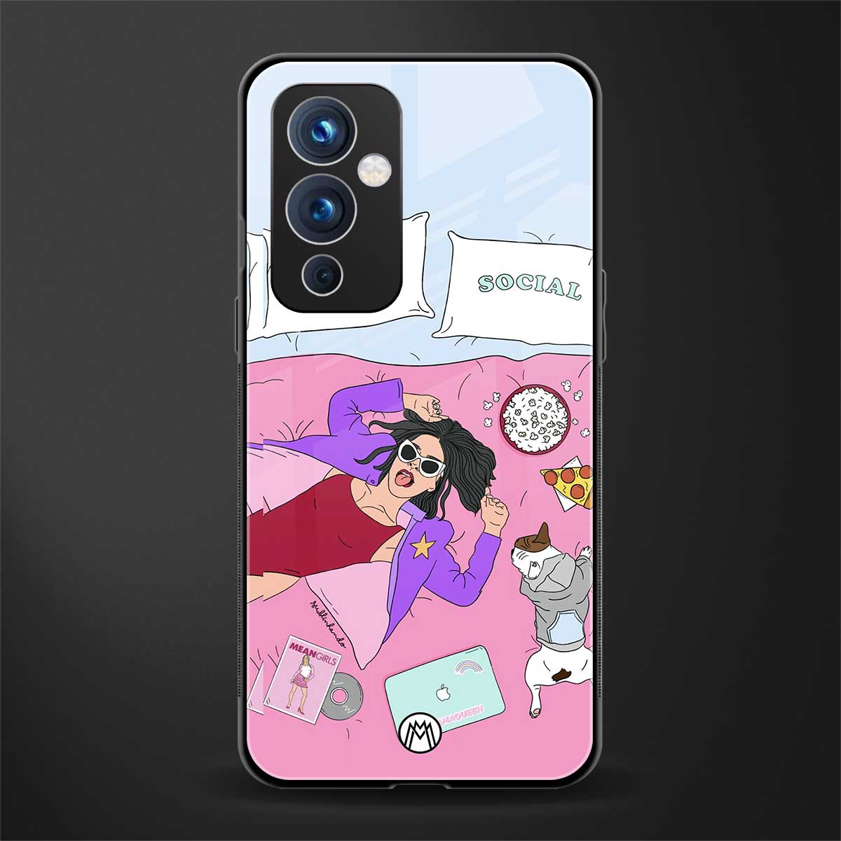 anti social chick girl back phone cover | glass case for oneplus 9
