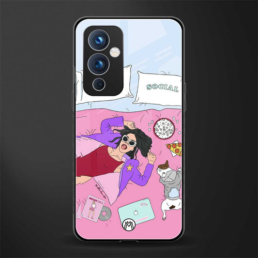 anti social chick girl back phone cover | glass case for oneplus 9