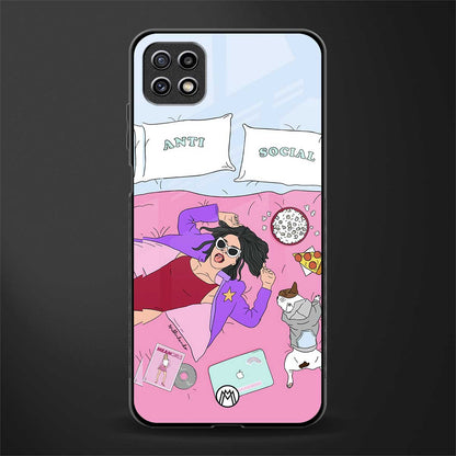 anti social chick girl back phone cover | glass case for samsung galaxy f42