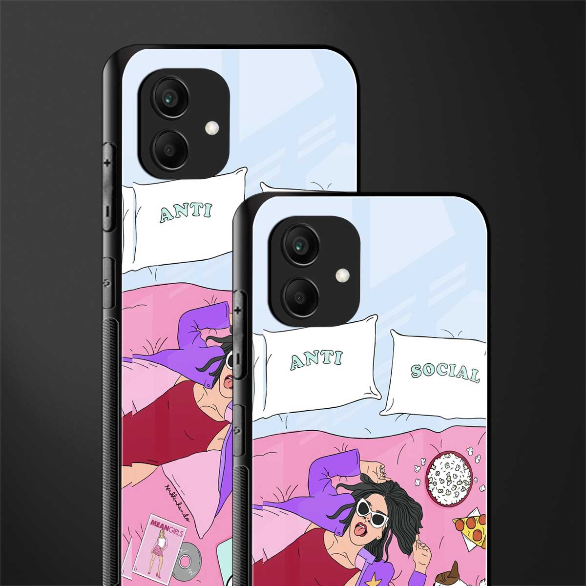 anti social chick girl back phone cover | glass case for samsung galaxy a04