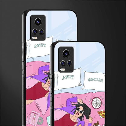anti social chick girl back phone cover | glass case for vivo v21e 4g