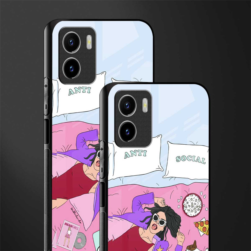 anti social chick girl back phone cover | glass case for vivo y72