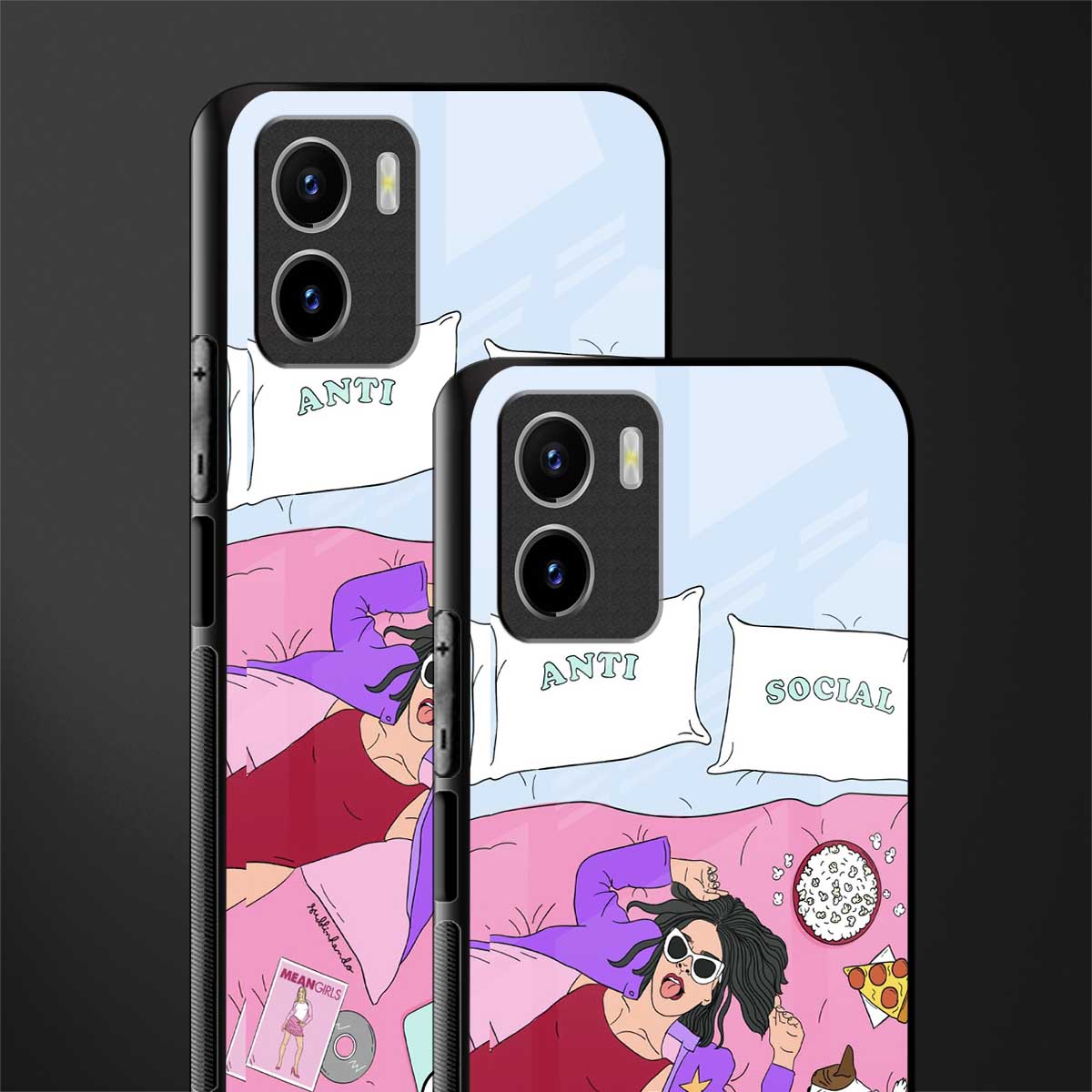 anti social chick girl back phone cover | glass case for vivo y72