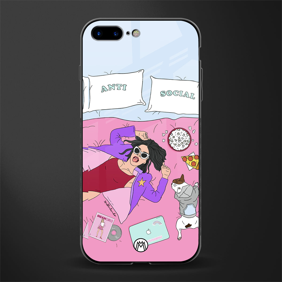 anti social chick girl glass case for iphone 8 plus image